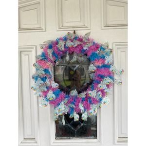 DIY Pink and Blue Spring Tinsel Garland Wreath Base Wreath Frame wreath Form xxx